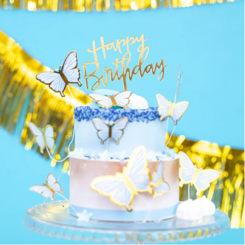 Tortadísz Happy Birthday – arany glitteres Tortadísz Happy Birthday – arany glitteres