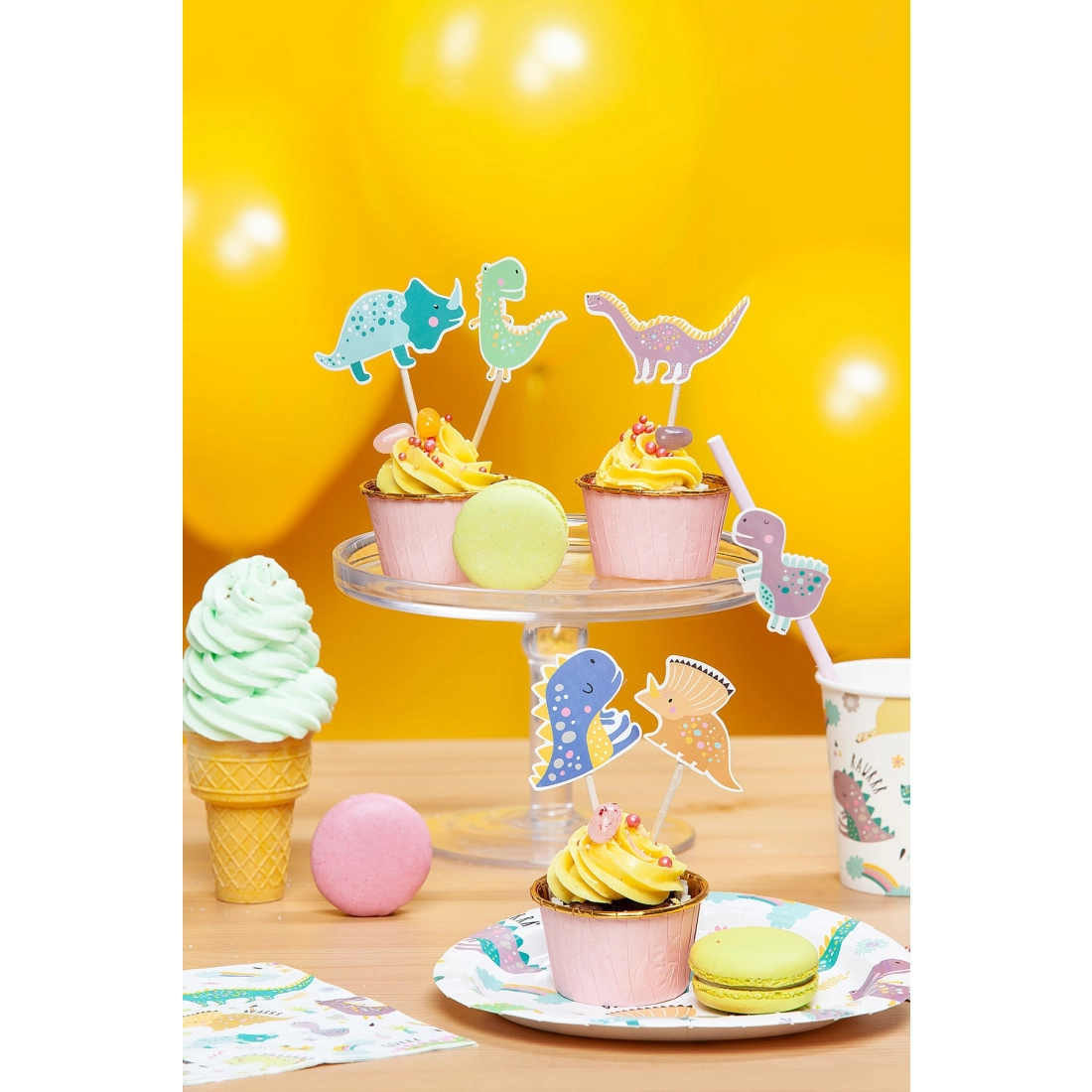 Torta- és muffin beszúrók – Dinoszaurusz, 6 db