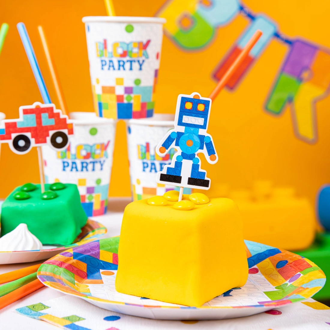 Decoruri pentru tort și brioșe, tematica Construcții, set 5 buc.