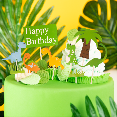 Zápichy na tortu Dinosaury Happy Birthday 9ks