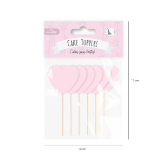 Zobotki za torto s srčki – rožnati, 6 kosov