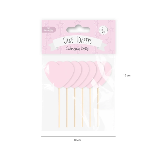 Tortadísz szív alakú beszúrók – rózsaszín, 6 db