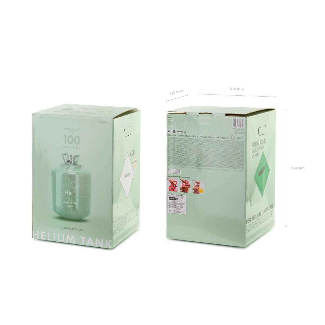 Butelie cu heliu verde pentru 100 de baloane, Heliu pentru 100 de baloane
