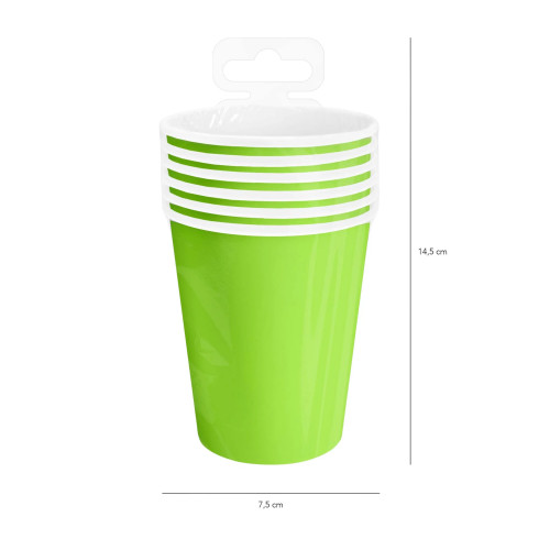 Zöld papírpohár 220 ml, 6 darabos készlet Zöld papírpohár 220 ml, 6 darabos készlet