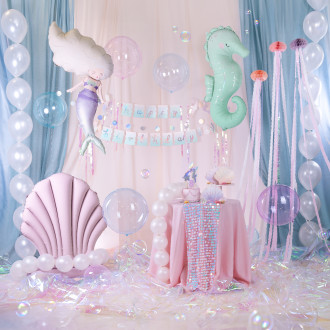 Zeleni sferični folijski balon Bobo 40 cm – prozoren dekorativni balon