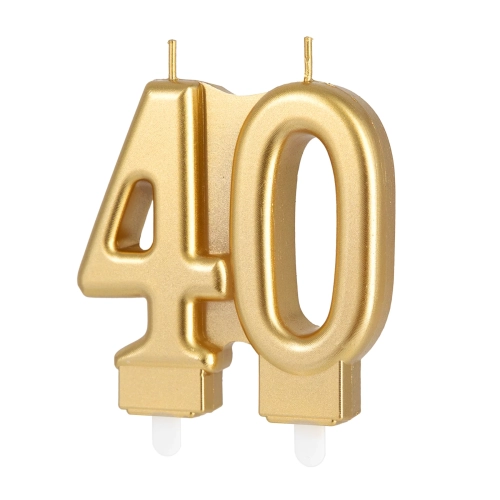 Lumânare de aniversare aurie, numărul 40, 8 cm