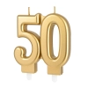 Lumânare aniversară aurie, cifra 50, înălțime 8 cm