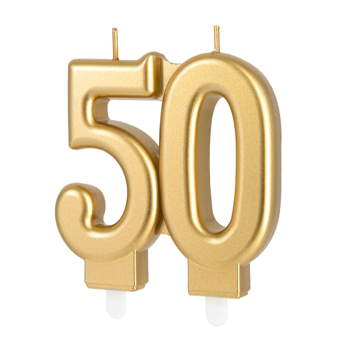 Arany születésnapi gyertya 50-es szám, 8 cm Arany születésnapi gyertya 50-es szám, 8 cm