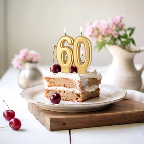 Arany születésnapi gyertya 60-as szám – 8 cm magas