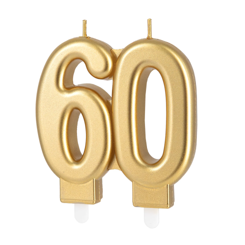Arany születésnapi gyertya 60-as szám – 8 cm magas Arany születésnapi gyertya 60-as szám – 8 cm magas