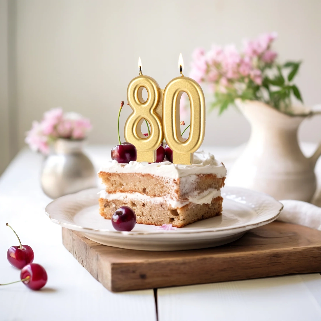 Lumânare aniversară aurie cifră 80 – înălțime 8 cm