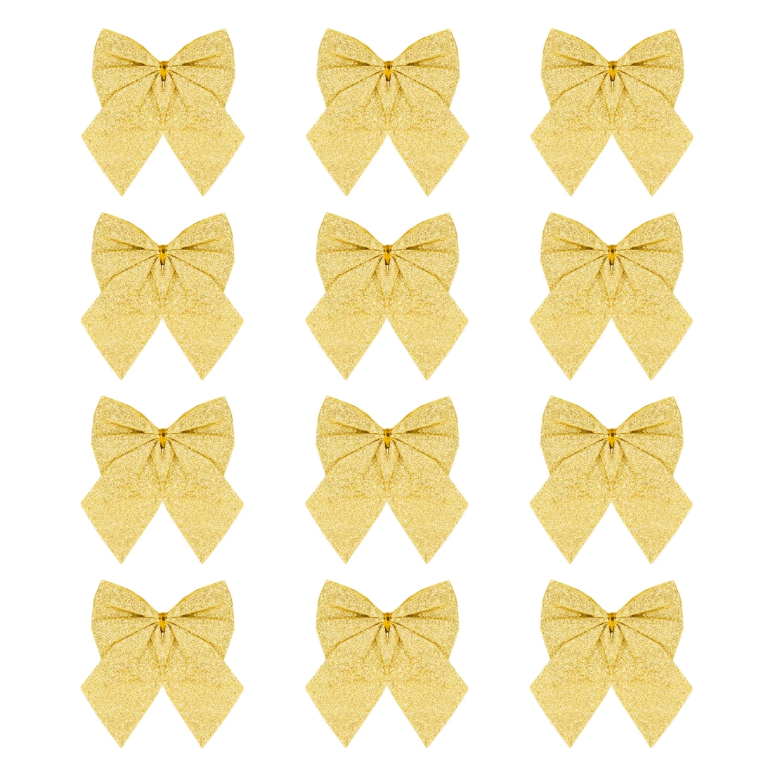 Fundă de Crăciun cu sclipici auriu - mică, 5 cm, 12 buc.