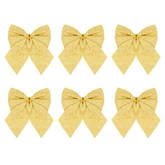 Zlate bleščeče božične pentlje – srednje, 8 cm, 6 kosov