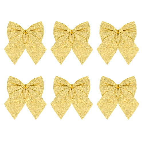 Zlate bleščeče božične pentlje – srednje, 8 cm, 6 kosov