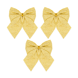 Zlate bleščeče božične pentlje – velike, 12 cm, 3 kosi