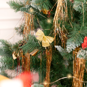 Zlate bleščeče božične pentlje – velike, 12 cm, 3 kosi