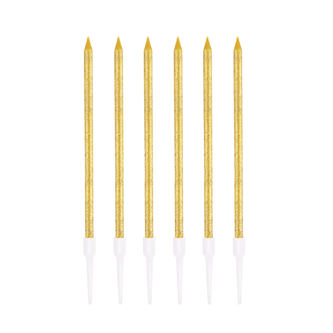 Lumânări de aniversare aurii cu sclipici, 6 buc.