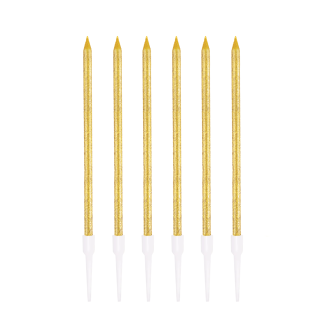 Zlate bleščeče rojstnodnevne svečke, 6 kosov