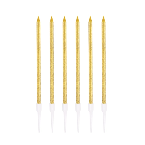Lumânări de aniversare aurii cu sclipici, 6 buc.