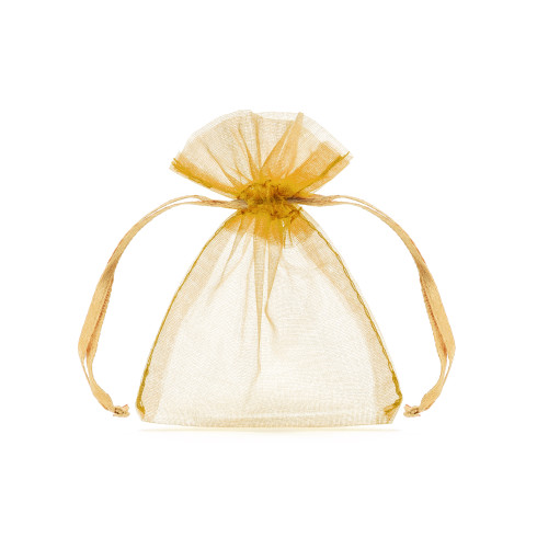 Arany organza tasakok 10 cm – ajándékcsomagolás (10 db)