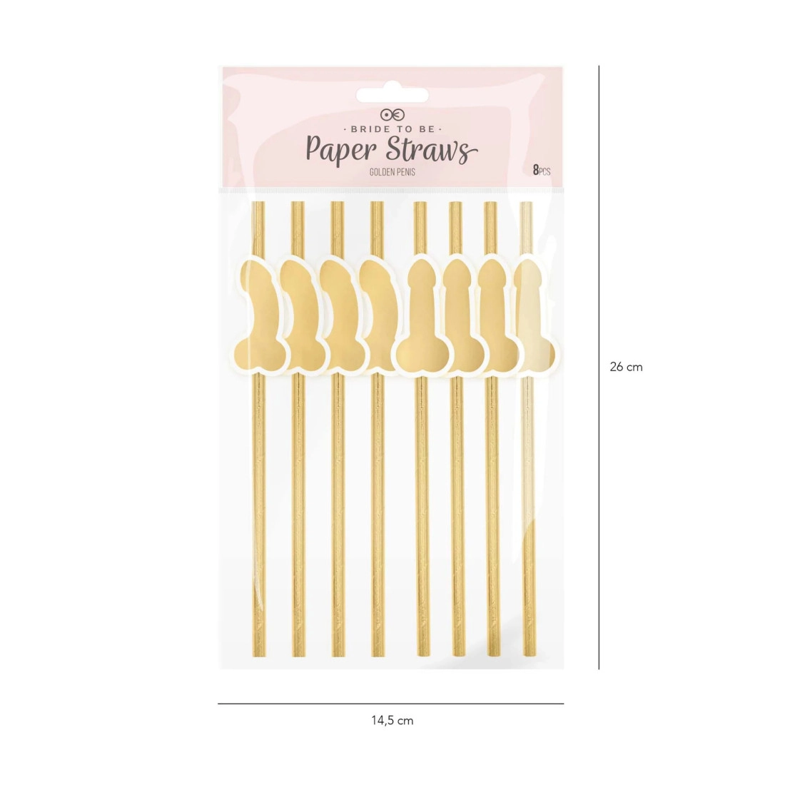 Paie aurii în formă de penis pentru petrecerea burlăciței – 8 buc.