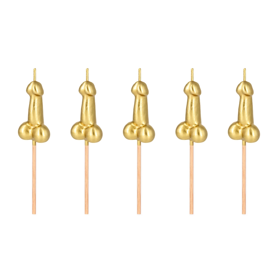 Lumânări aurii în formă de penis – 5 buc.