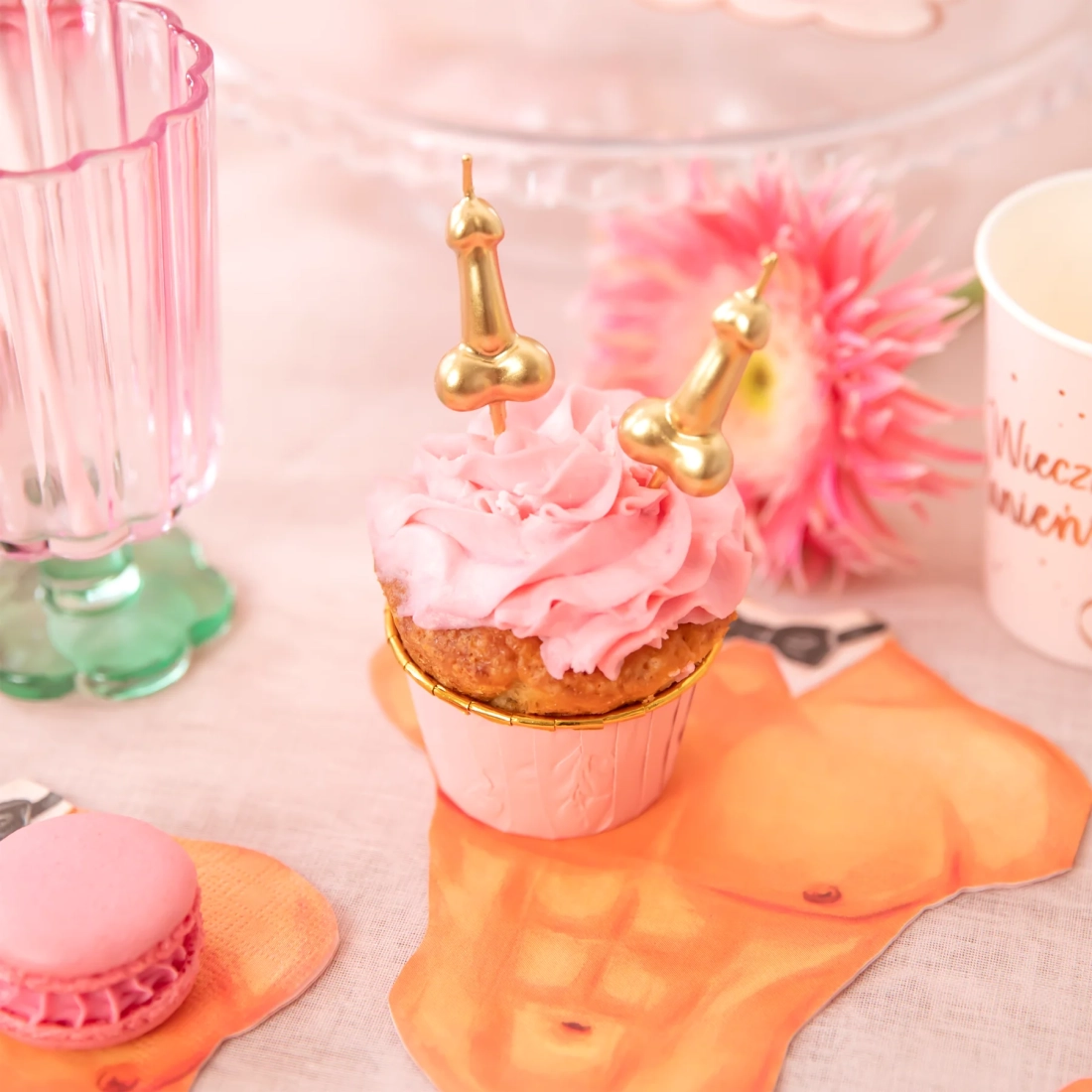 Lumânări aurii în formă de penis – 5 buc.