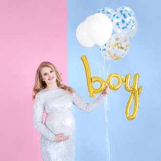 Zlati folijski balon BOY 63,5 x 74 cm