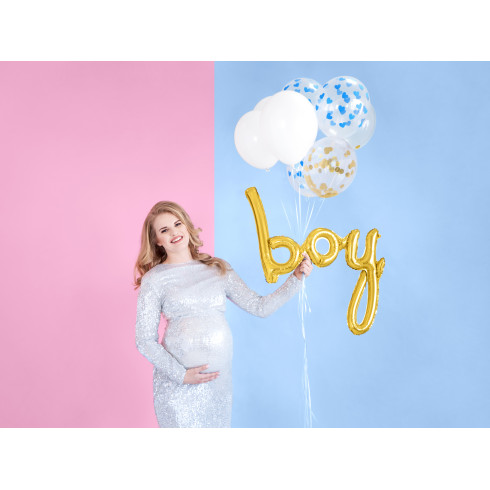 Zlati folijski balon BOY 63,5 x 74 cm