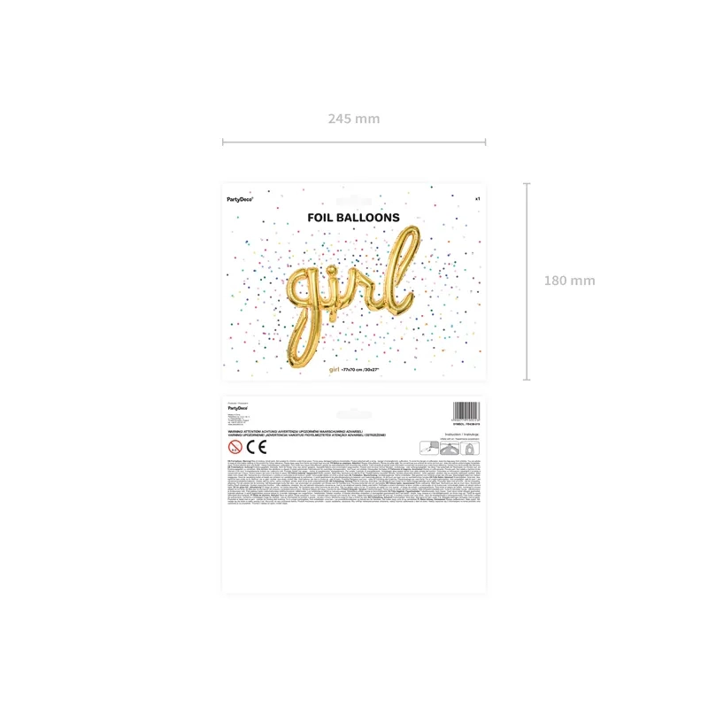 Balon din folie auriu GIRL 77x70 cm