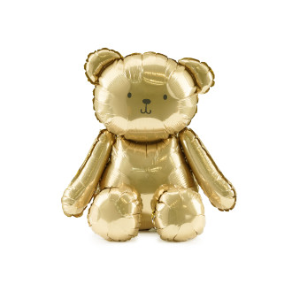 Zlati folijski balon medved 43 × 53 cm