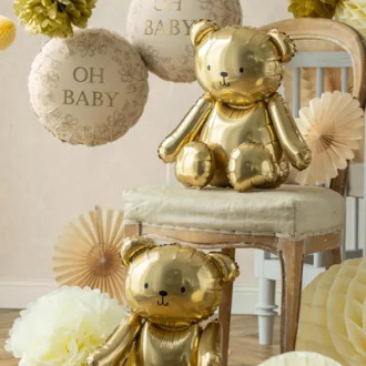 Zlati folijski balon medved 43 × 53 cm