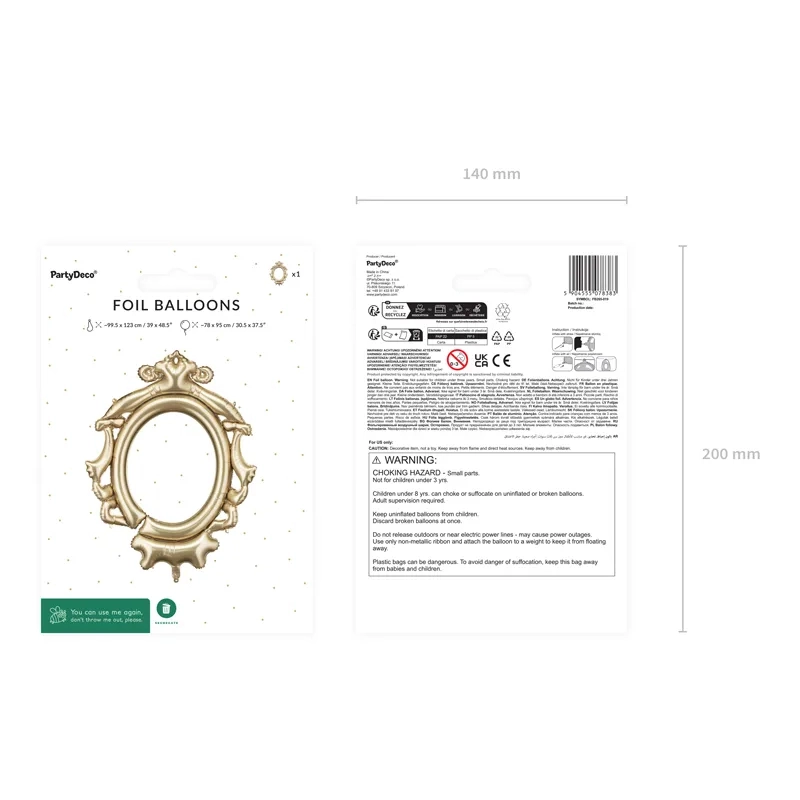 Ramă foto din folie aurie 78x95 cm – decorațiune pentru petreceri