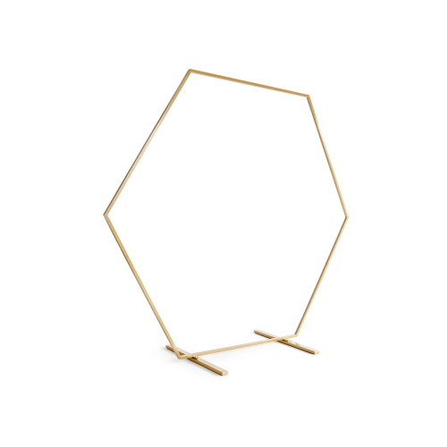 Arany fém hatszögletű állvány ballondekorációhoz, 2 m – modern háttér esküvőkre, ünnepségekre és rendezvényekre