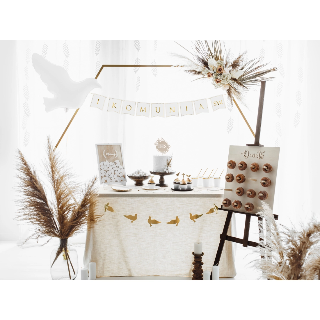 Suport hexagonal metalic auriu pentru decor cu baloane, 2 m – fundal modern pentru nuntă, petreceri și evenimente