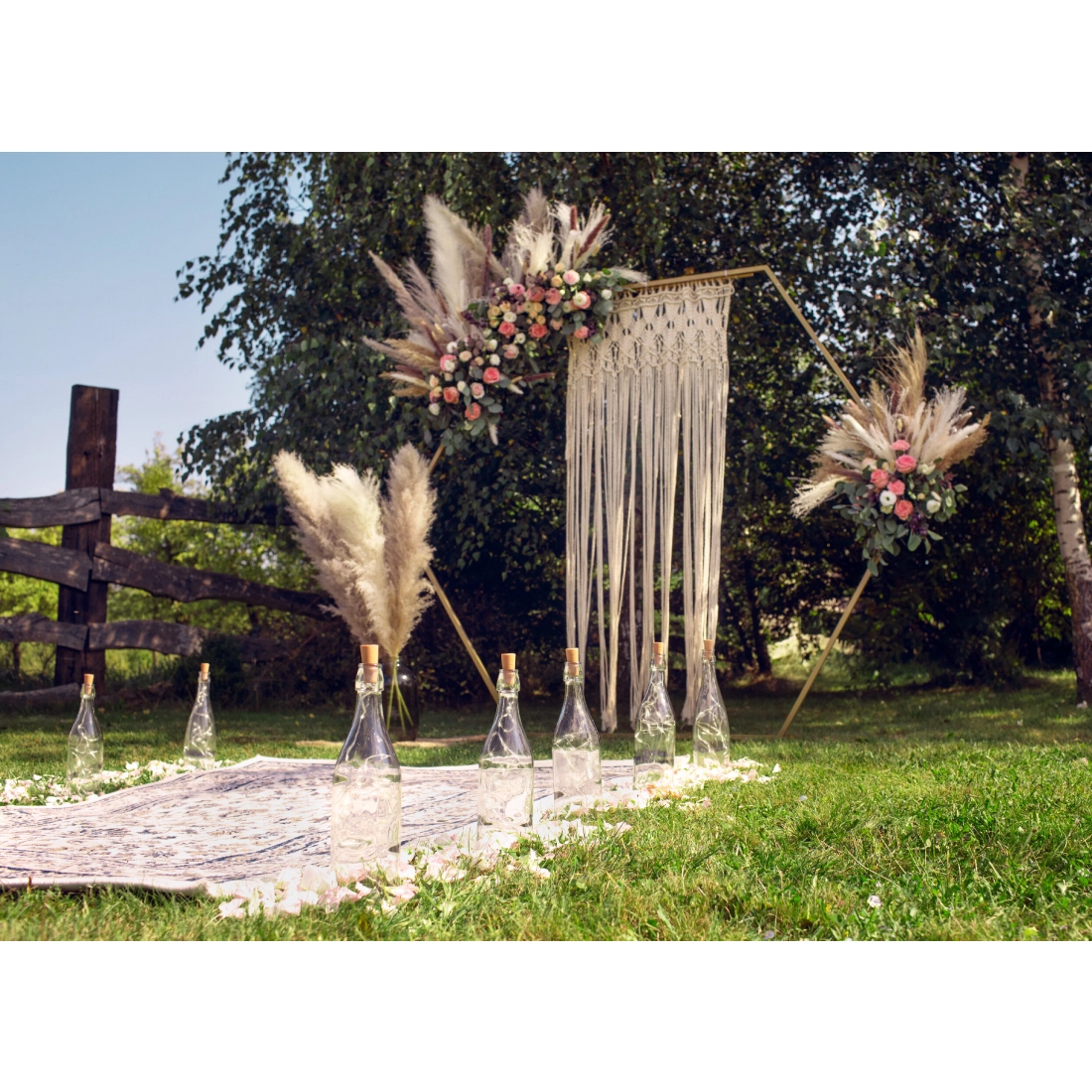 Suport hexagonal metalic auriu pentru decor cu baloane, 2 m – fundal modern pentru nuntă, petreceri și evenimente