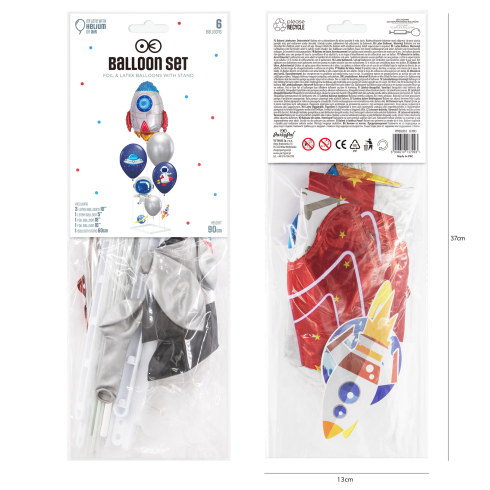 Baloni Vesolje, komplet 6 kosov z DIY stojalom