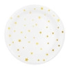 Farfurii albe din hârtie cu stele aurii, 6 buc.