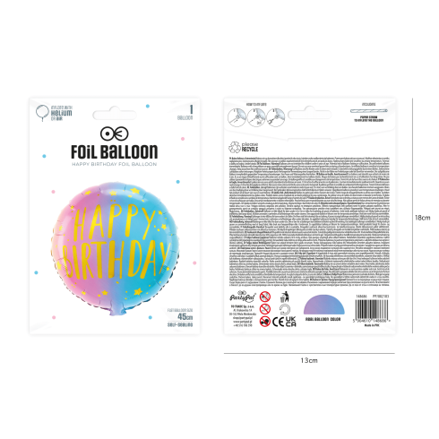 Fólia lufiballon születésnapra – pasztell, 45 cm Fólia lufiballon születésnapra – pasztell, 45 cm
