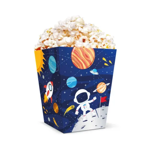 Űr témájú popcorn doboz, 6 db