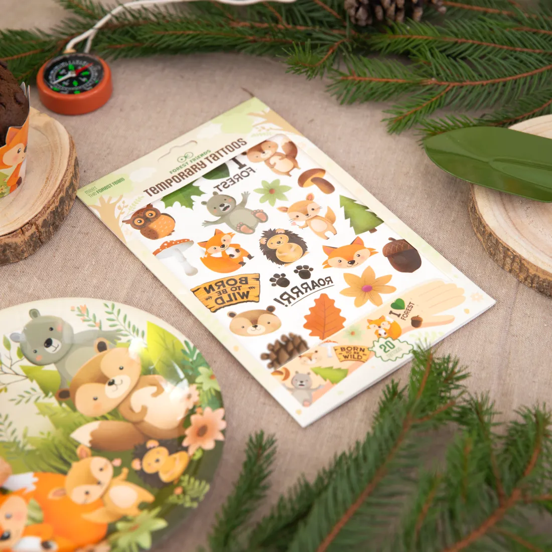 Tatuaje temporare cu animale de pădure, set 20 bucăți