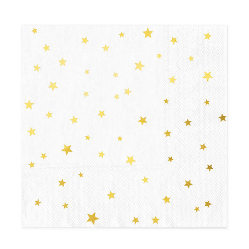 Papírové ubrousky se zlatými hvězdičkami, 10 ks