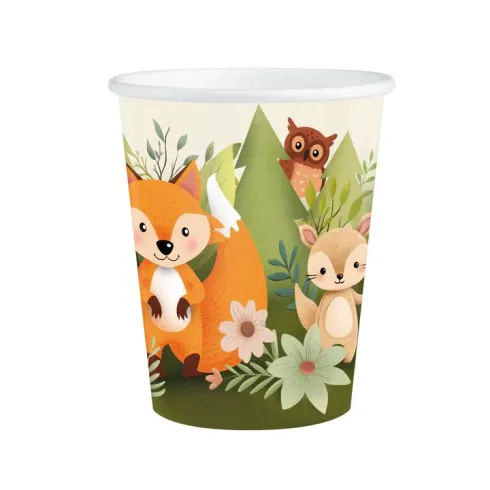 Papierové poháre Lesné zvieratká 220ml, 6 ks