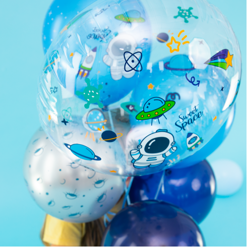 Prozoren okrogel balon Vesolje 45 cm