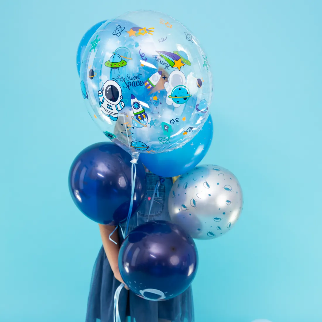 Átlátszó kerek lufi – Vesmír, 45 cm