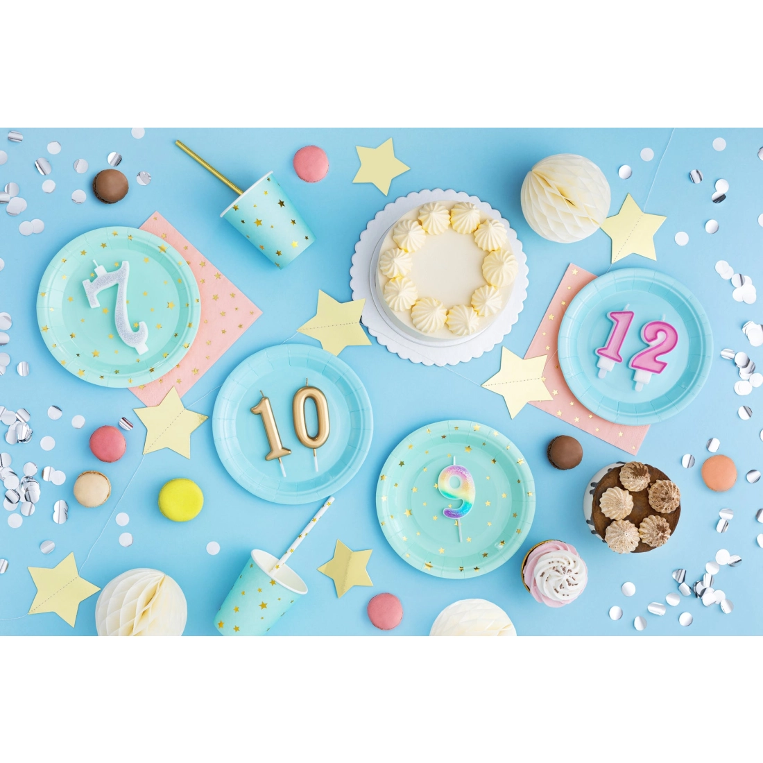 Lumânare aniversară colorată, cifra 7