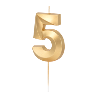 Zlata metalizirana sveča številka 5
