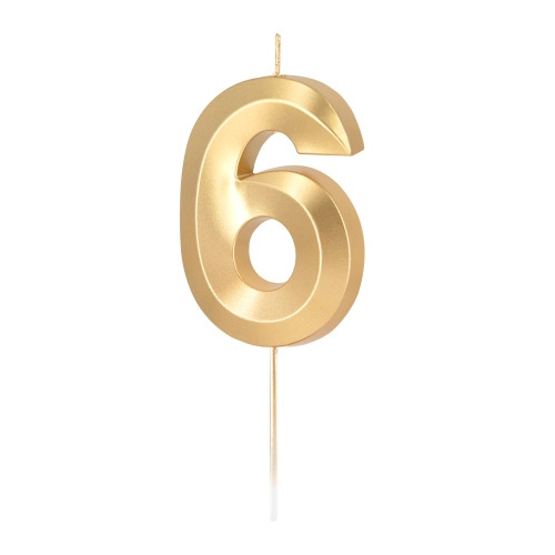 Lumânare aurie metalică cifră 6