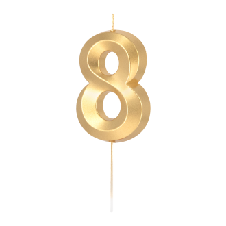 Sveča zlata kovinska številka 8