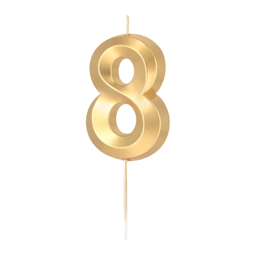 Lumânare metalizată aurie cifră 8